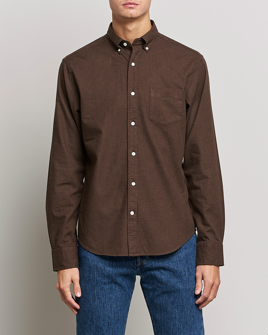 Herren | Flannellhemden | GANT | Regular Fit Flannel Shirt Rich Brown