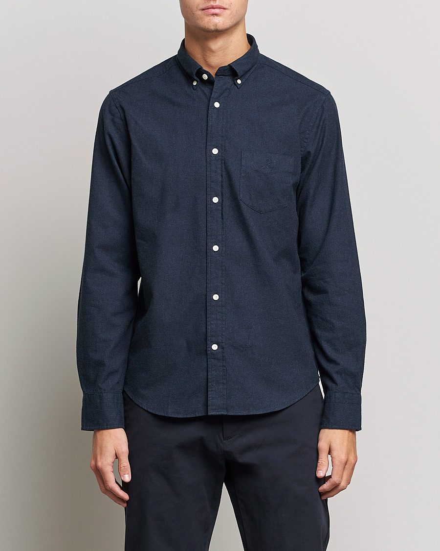 Herren | Flannellhemden | GANT | Regular Fit Flannel Shirt Evening Blue