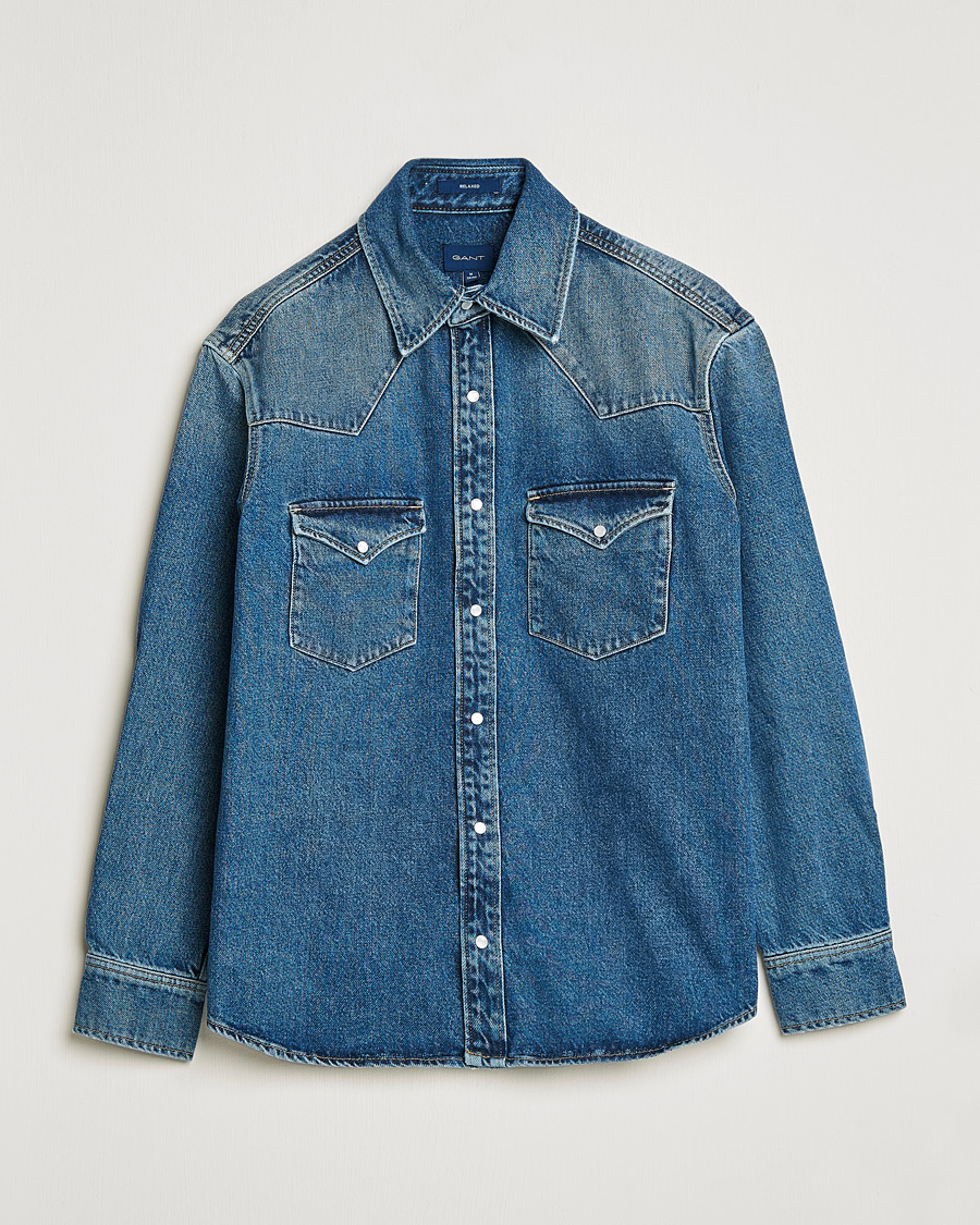 Herren | Jeanshemden | GANT | Western Denim Shirt Vintageg Blue