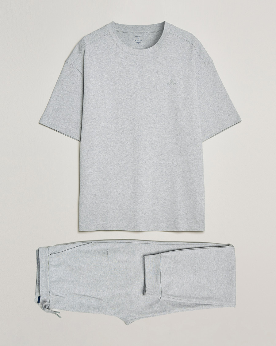 Herren | Schlafanzüge & Bademäntel | GANT | Premium Loungewear Set Light Grey Melange