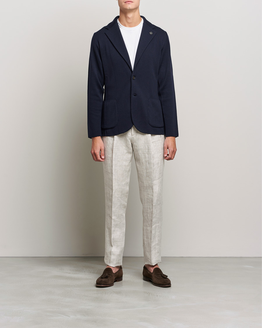Herren | Strickblazer | Lardini | Knitted Wool Blazer Navy