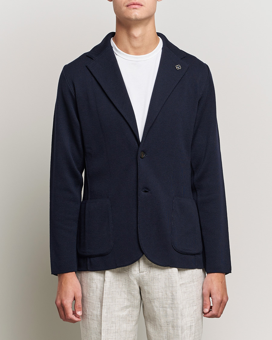 Herren | Lardini | Lardini | Knitted Wool Blazer Navy