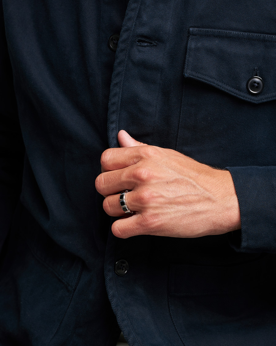 Herren | Tom Wood Cushion Band Black Onyx Ring Silver | Tom Wood | Cushion Band Black Onyx Ring Silver