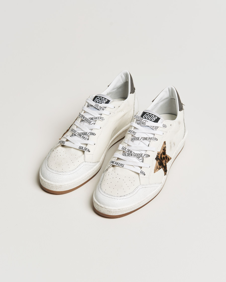 Herren | Golden Goose Deluxe Brand | Golden Goose Deluxe Brand | Ball Star Sneakers White/Leopard