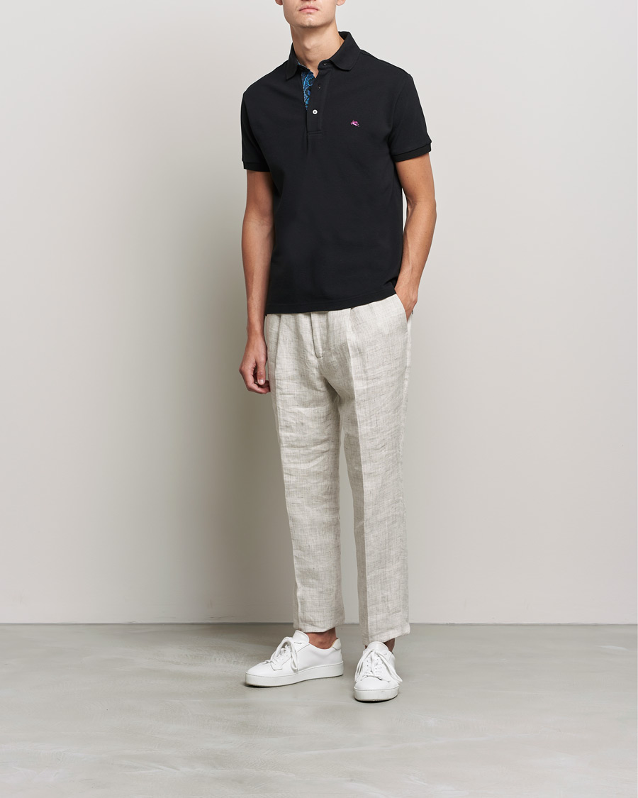 Herren | Poloshirts | Etro | Short Sleeve Contrast Paisley Polo Black
