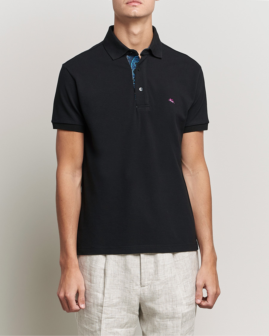 Herren | Poloshirts | Etro | Short Sleeve Contrast Paisley Polo Black