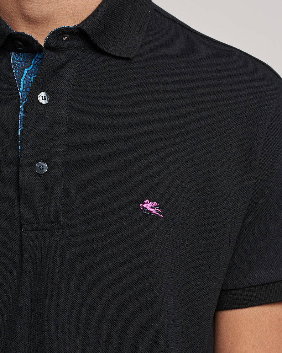 Herren | Poloshirts | Etro | Short Sleeve Contrast Paisley Polo Black