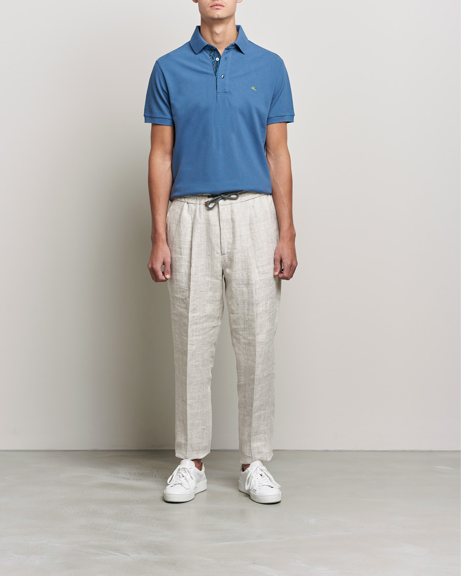 Herren | Poloshirt | Etro | Short Sleeve Contrast Paisley Polo Blue