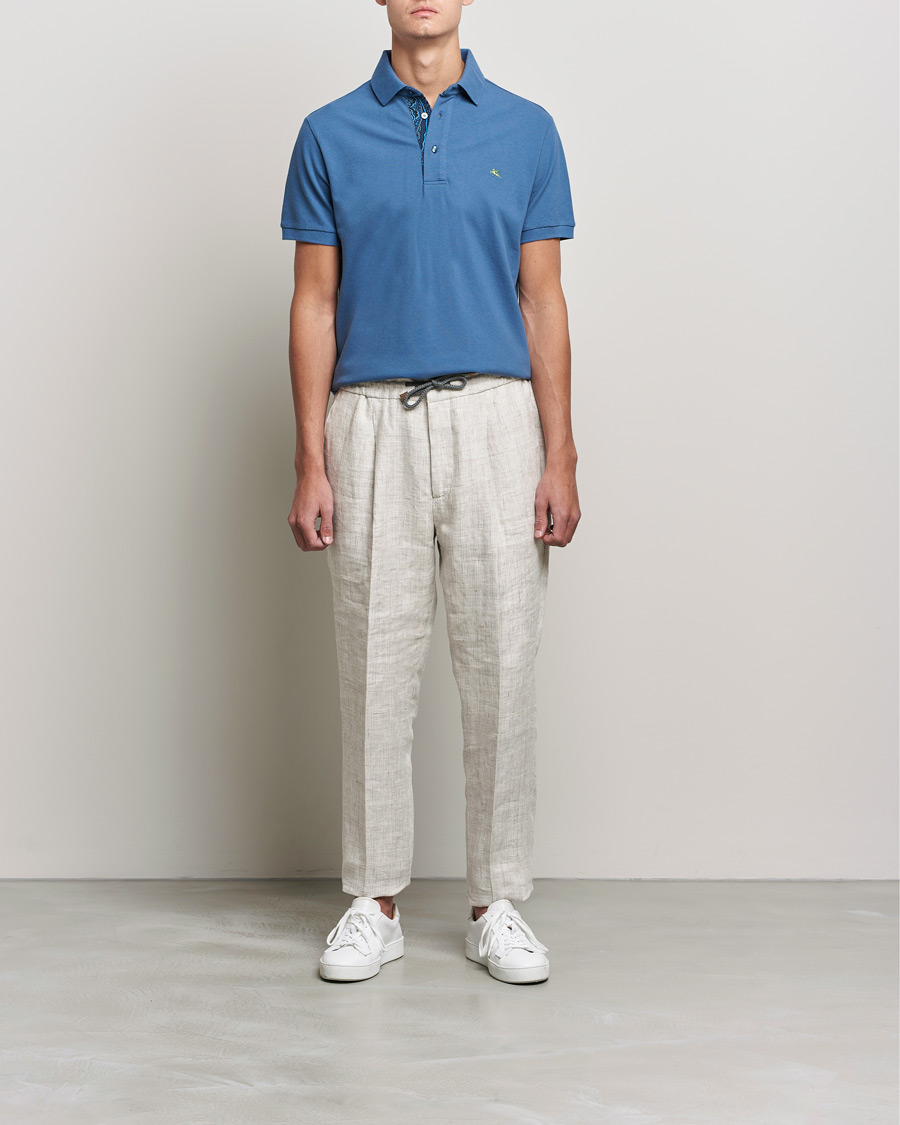 Herren | Etro | Etro | Short Sleeve Contrast Paisley Polo Blue