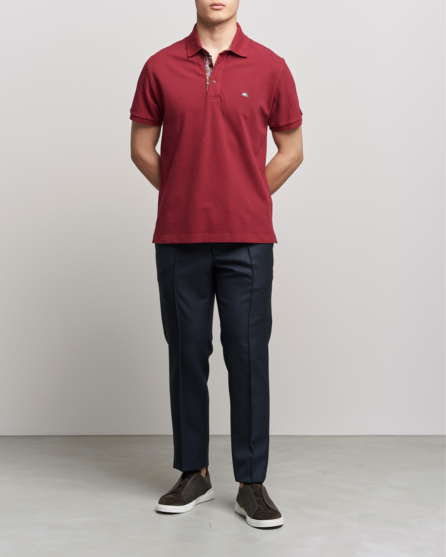 Herren | Poloshirts | Etro | Short Sleeve Contrast Paisley Polo Burgundy