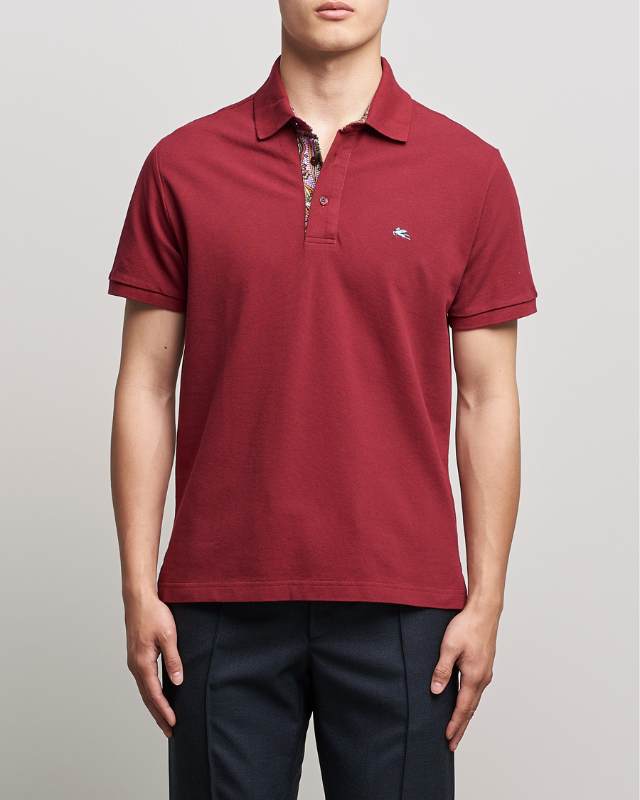 Herren | Poloshirts | Etro | Short Sleeve Contrast Paisley Polo Burgundy