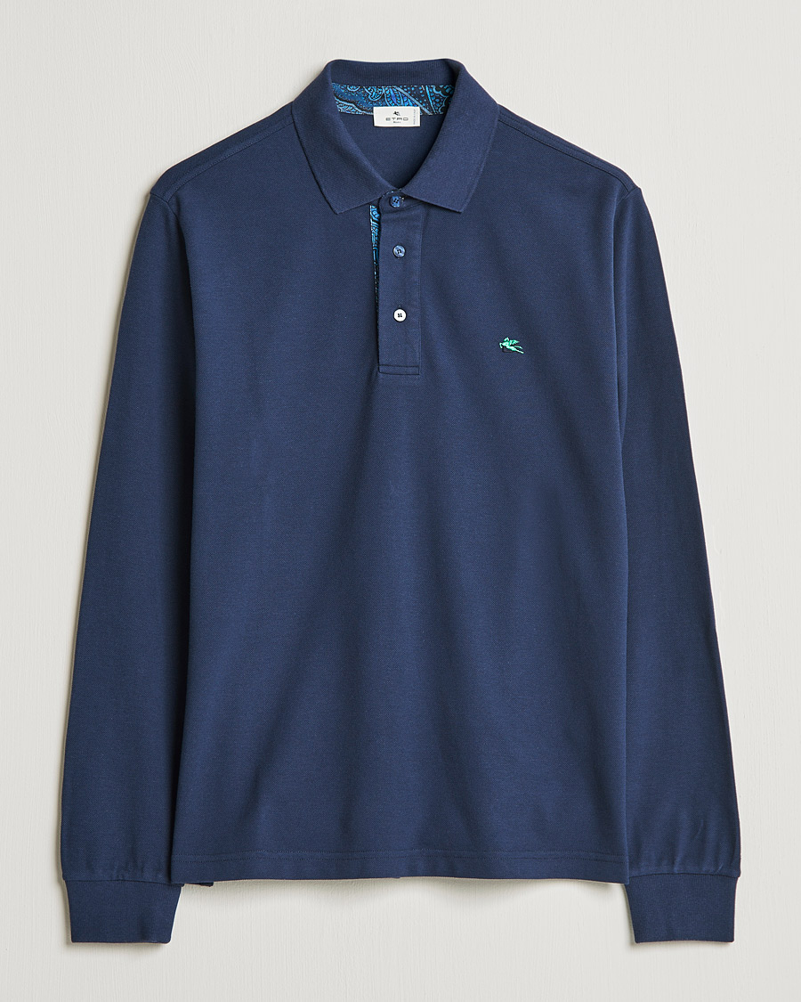 Herren | Pullover | Etro | Long Sleeve Contrast Paisley Polo Navy