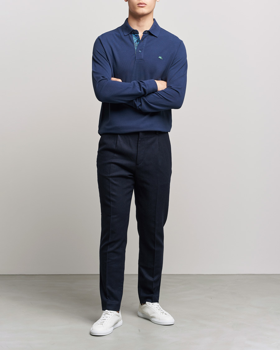 Herren | Pullover | Etro | Long Sleeve Contrast Paisley Polo Navy