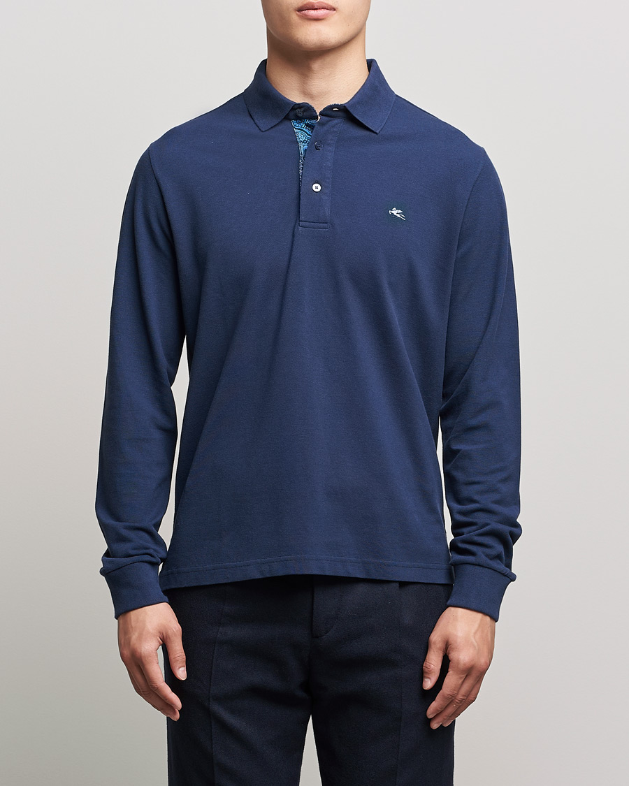 Herren | Pullover | Etro | Long Sleeve Contrast Paisley Polo Navy
