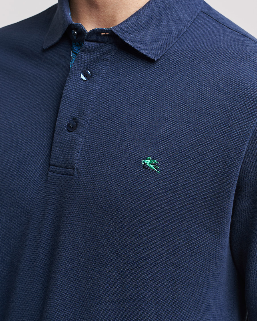 Herren | Pullover | Etro | Long Sleeve Contrast Paisley Polo Navy