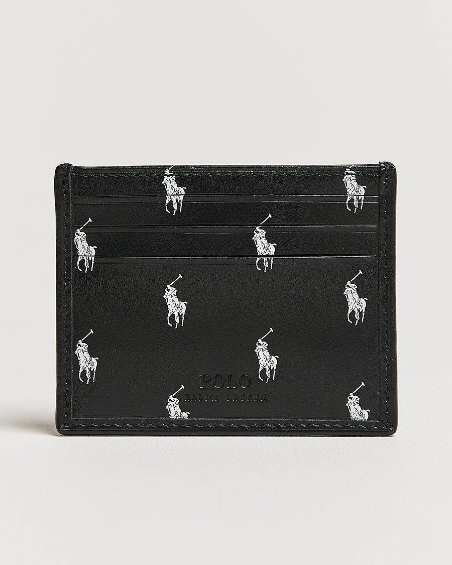 Herren | Polo Ralph Lauren All Over PP Leather Credit Card Holder Black/White | Polo Ralph Lauren | All Over PP Leather Credit Card Holder Black/White