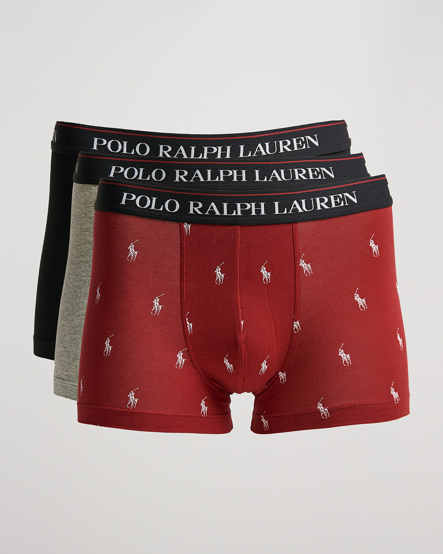 Herren | Unterwäsche | Polo Ralph Lauren | 3-Pack Trunk Grey/Red Pony/Black