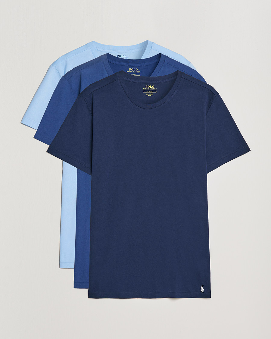 Polo Ralph Lauren 3 Pack Crew Neck T Shirt Navy Light Navy Elite Blue