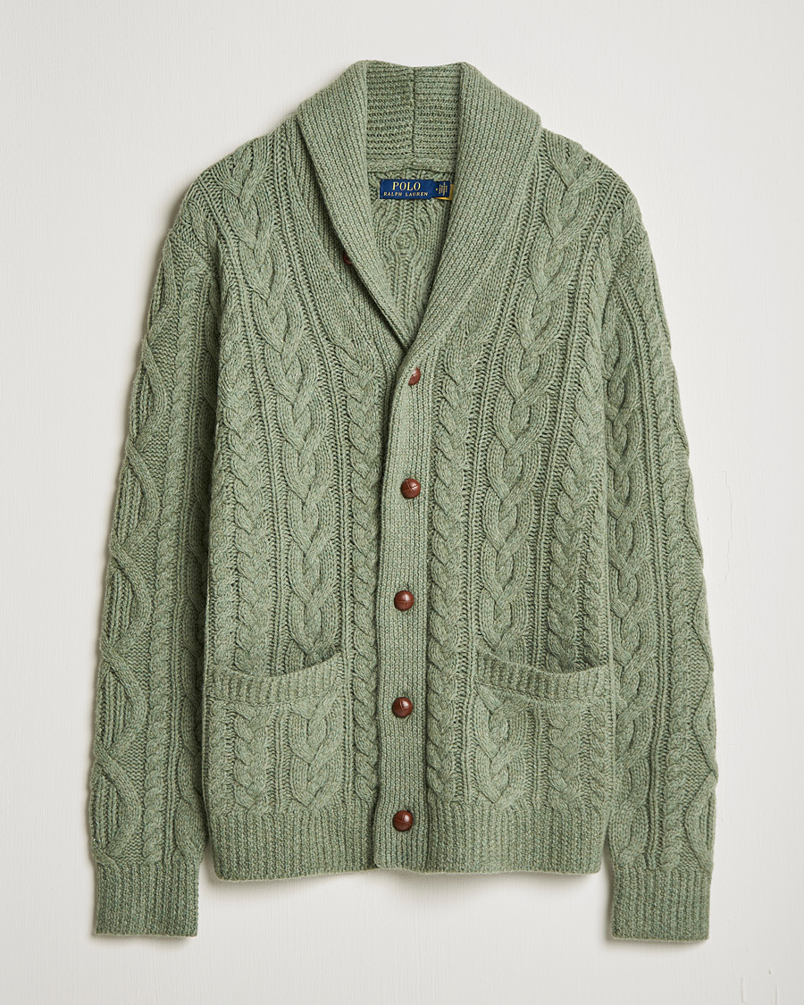 Herren | Pullover | Polo Ralph Lauren | Wool/Cashmere Structured Cardigan Sage Blue Heather