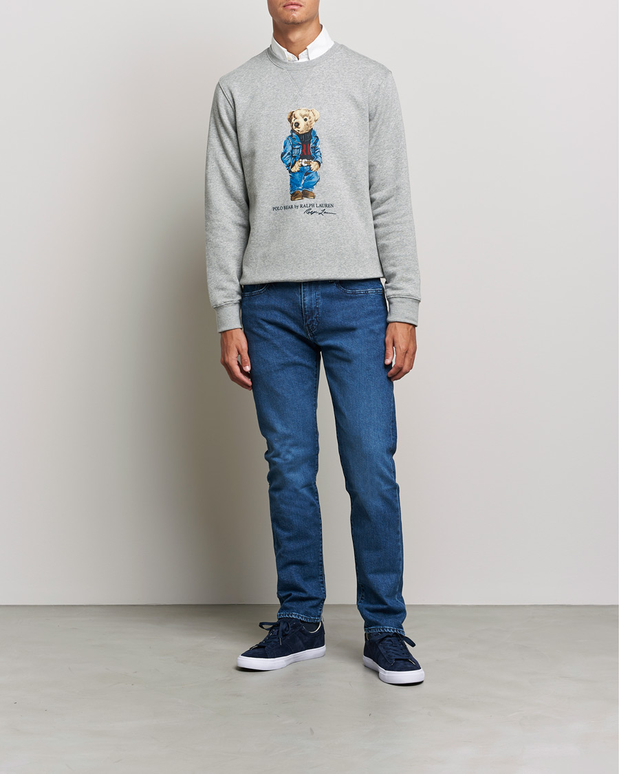 Herren | Pullover | Polo Ralph Lauren | Printed Denim Bear Sweatshirt Andover Heather