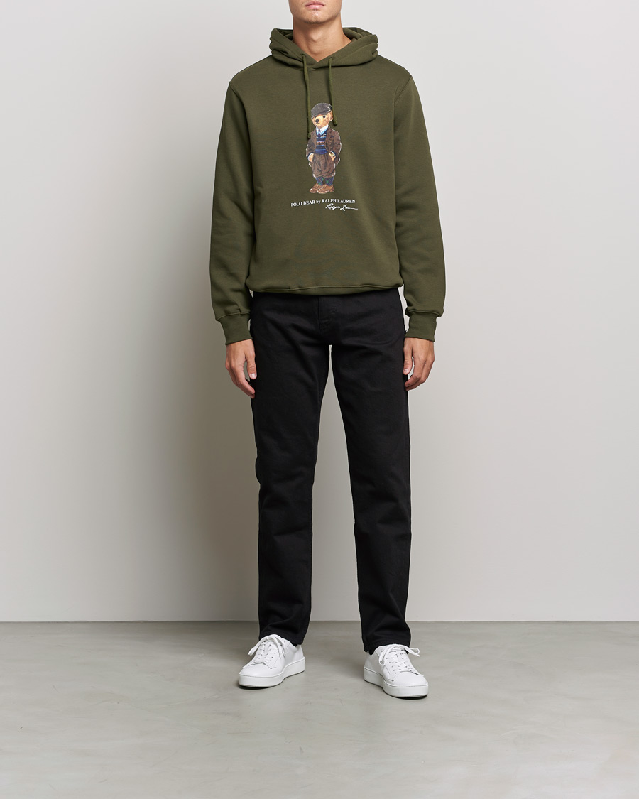 Herren | Pullover | Polo Ralph Lauren | Printed Denim Bear Hoodie Army Olive