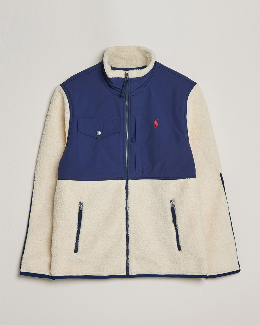 Herren | Pullover | Polo Ralph Lauren | Bonded Sherpa Full Zip Sweater Creme/Navy