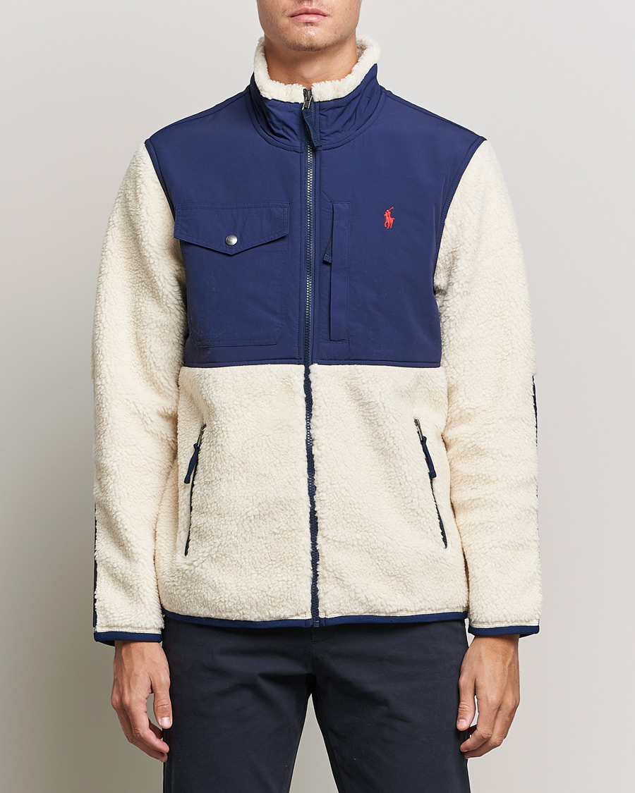 Herren |  | Polo Ralph Lauren | Bonded Sherpa Full Zip Sweater Creme/Navy