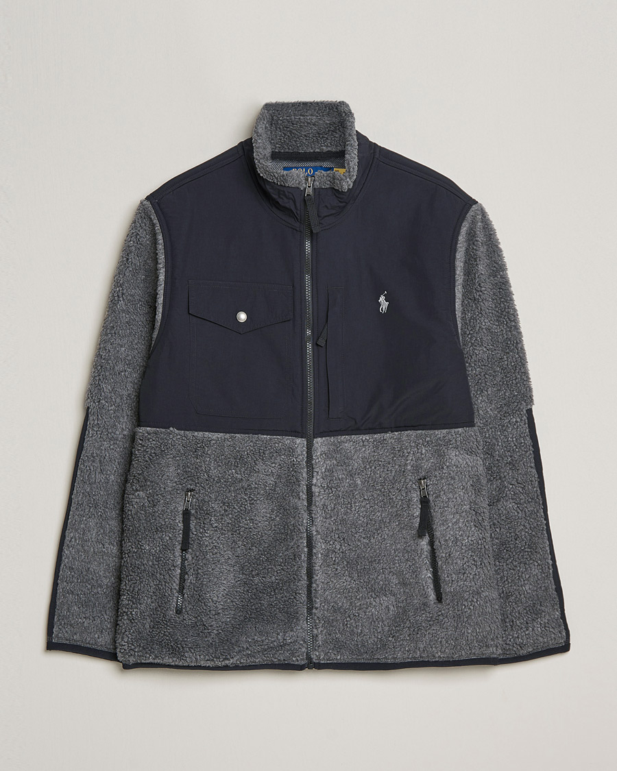Herren | Pullover | Polo Ralph Lauren | Bonded Sherpa Full Zip Sweater Charcoal/Black