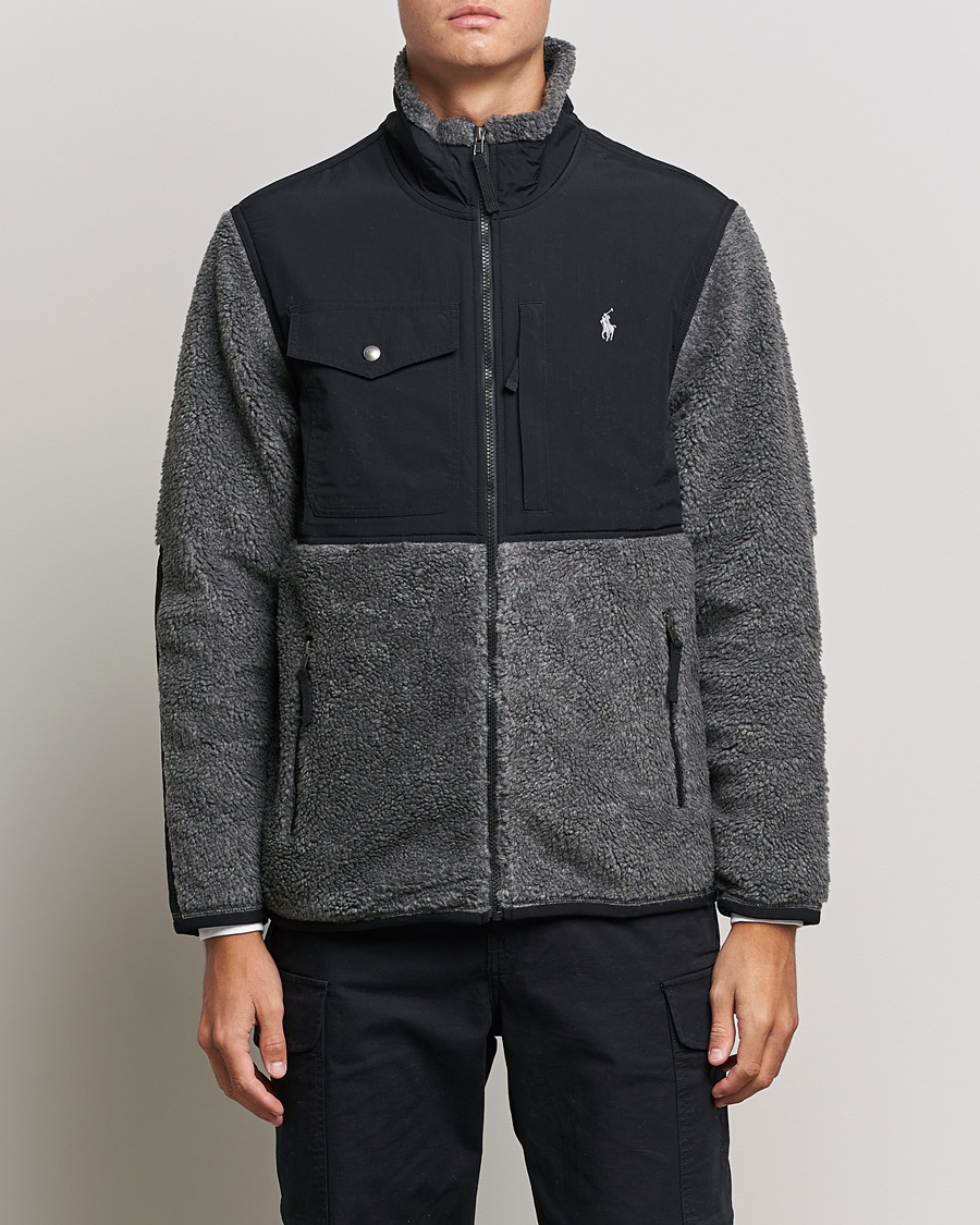 Herren | Pullover | Polo Ralph Lauren | Bonded Sherpa Full Zip Sweater Charcoal/Black