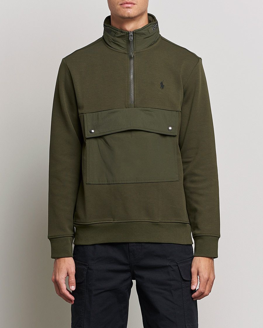 Herren | Pullover | Polo Ralph Lauren | Double Knit Pocket Half Zip Sweater Company Olive