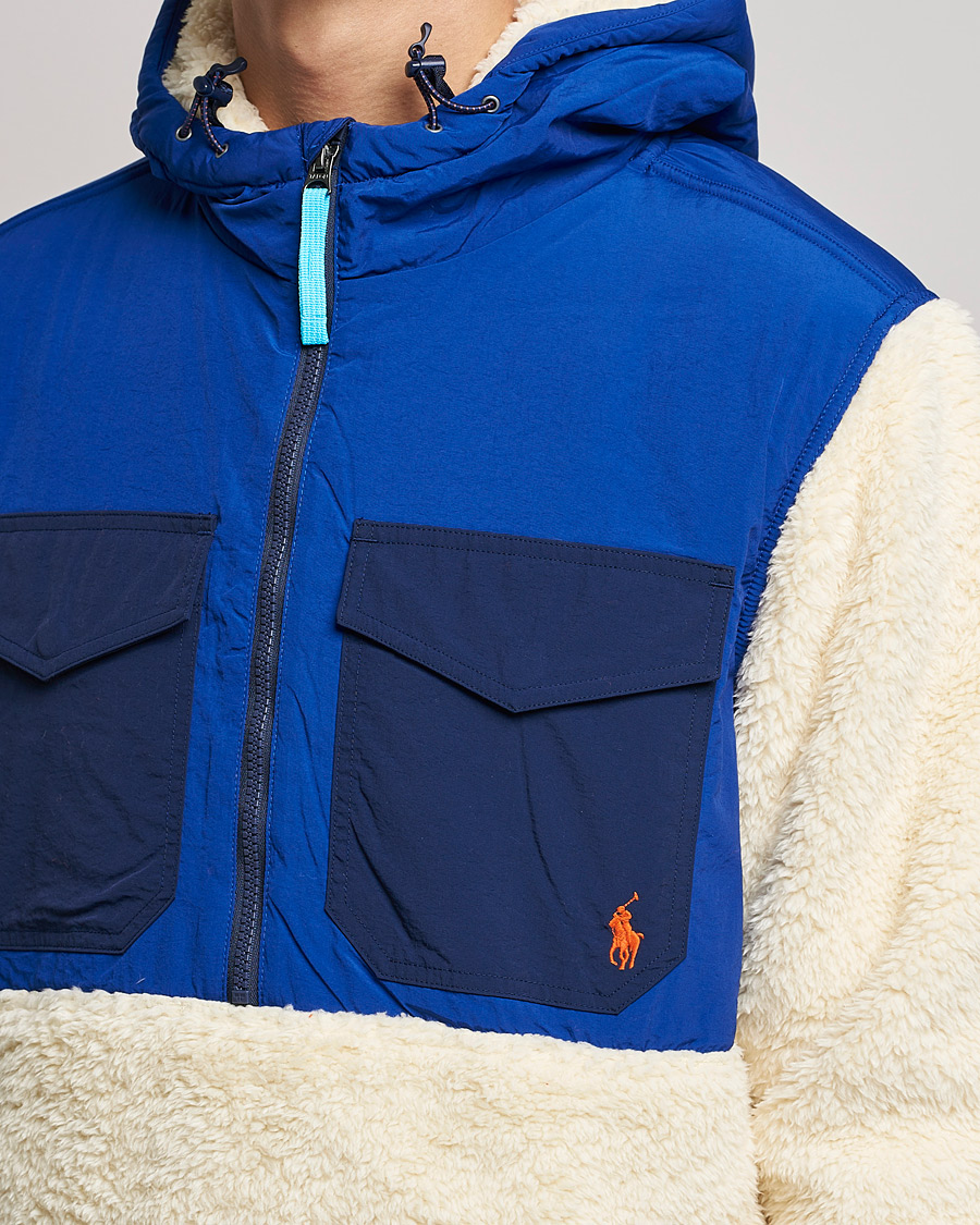Herren | Pullover | Polo Ralph Lauren | Curly Sherpa/Nylon Half Zip Hoodie Cream Multi