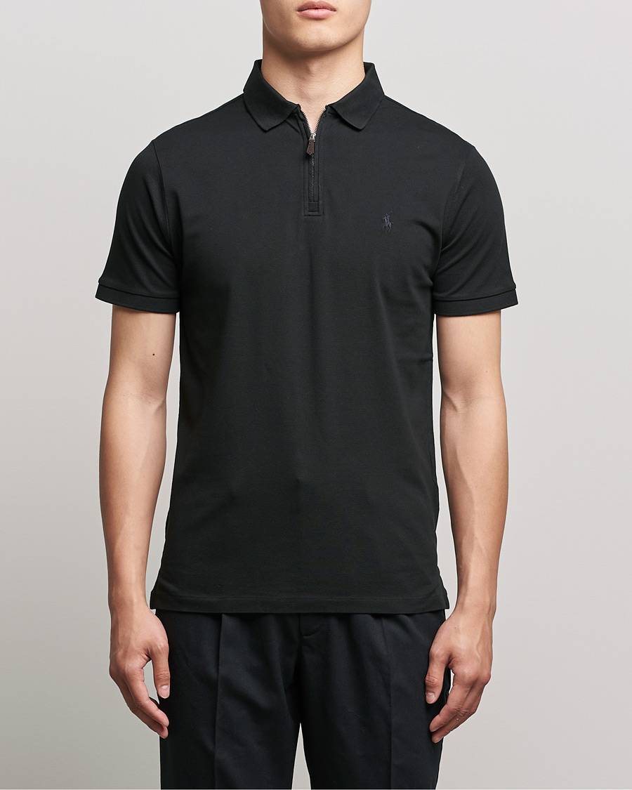 Herren | Poloshirt | Polo Ralph Lauren | Custom Slim Fit Half Zip Polo Black