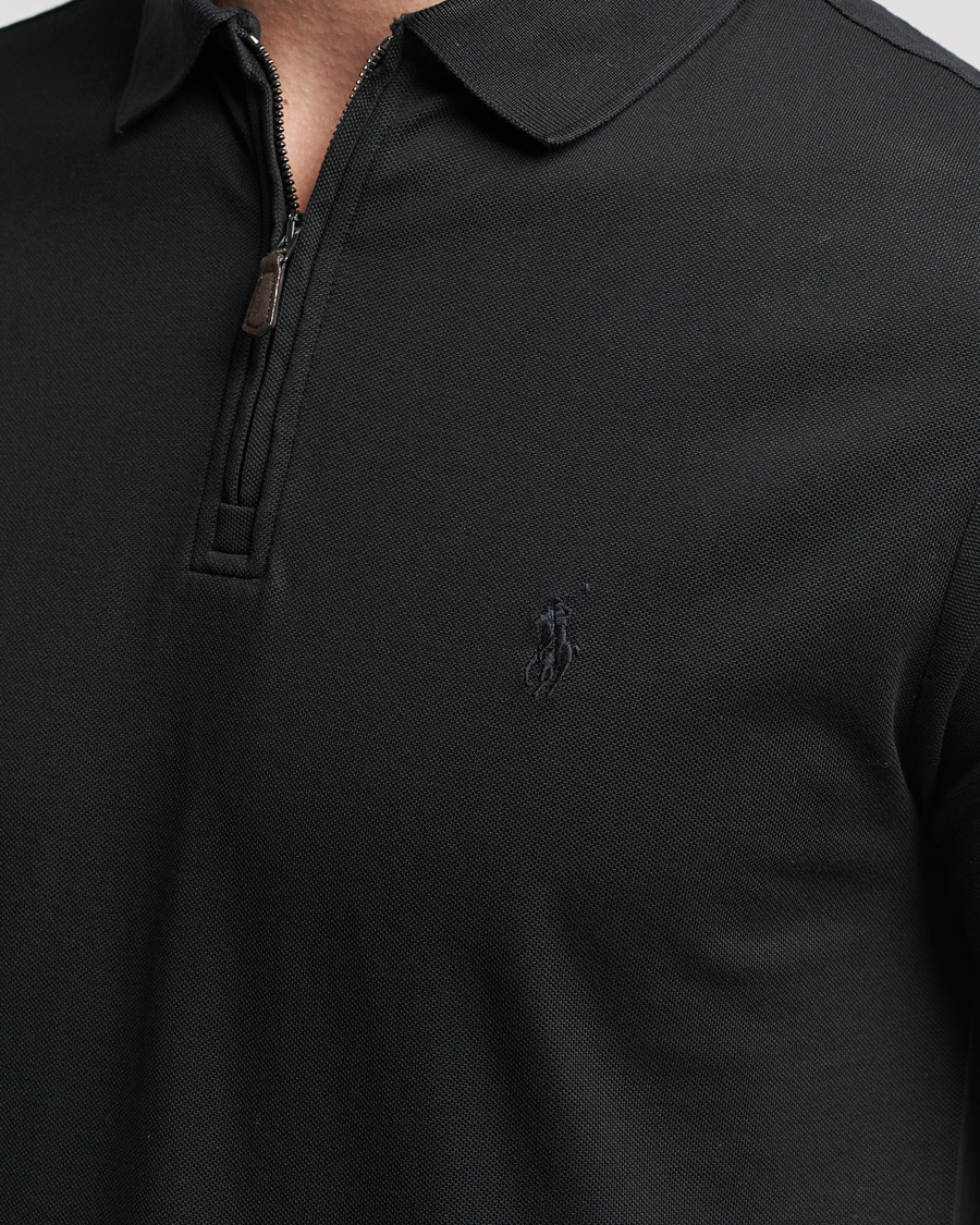 Herren | Poloshirt | Polo Ralph Lauren | Custom Slim Fit Half Zip Polo Black