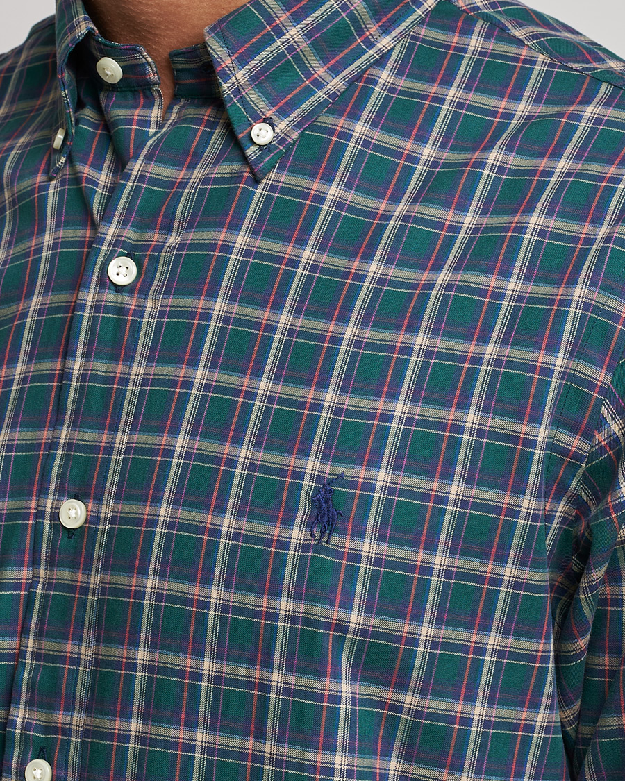 Herren | Hemden | Polo Ralph Lauren | Custom Fit Twill Checked Shirt Green/Cream