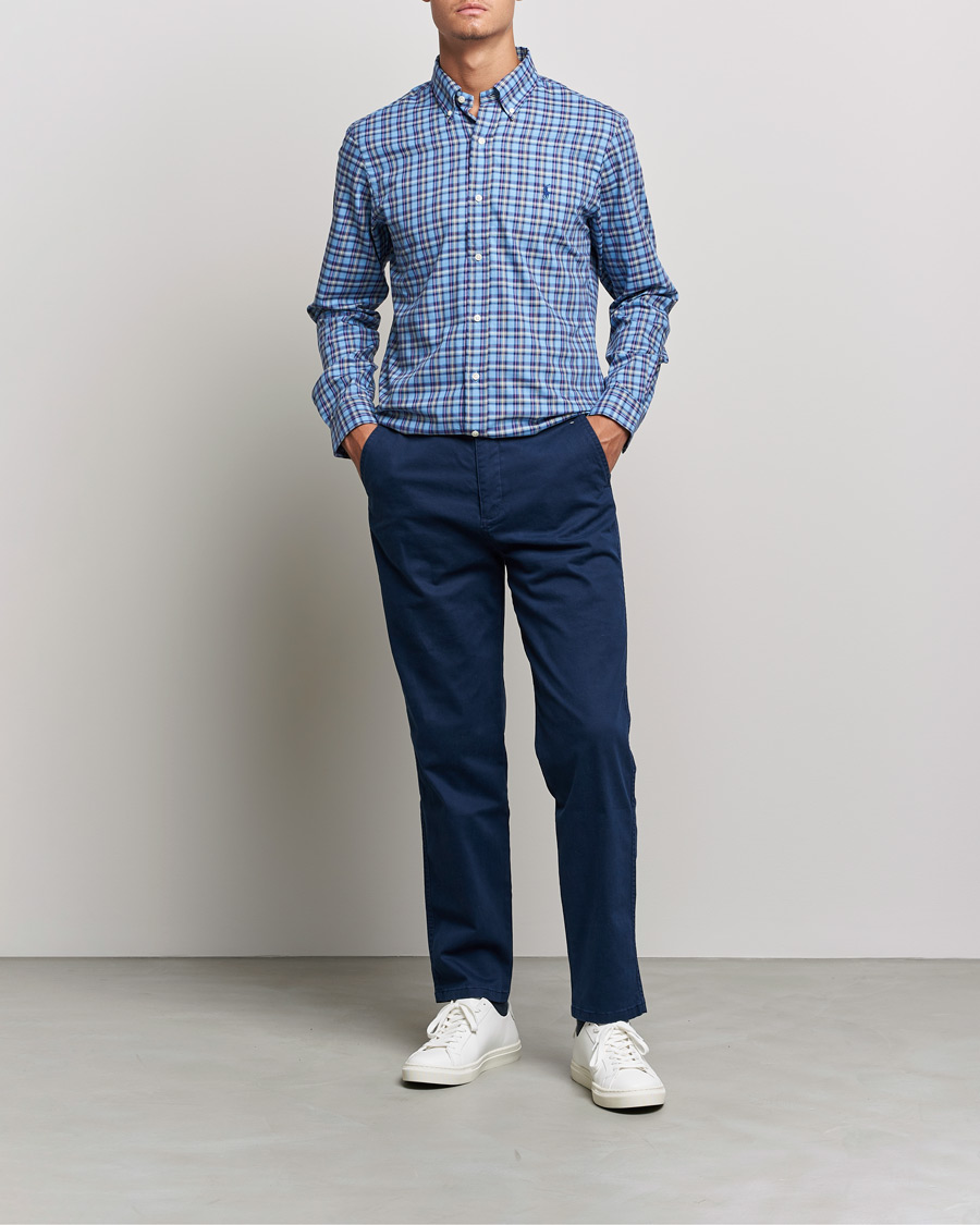 Herren | Freizeithemden | Polo Ralph Lauren | Custom Fit Twill Checked Shirt Blue