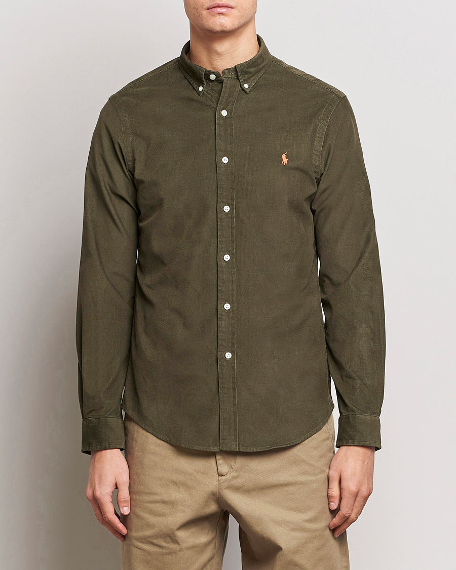 Herren | Cordhemden | Polo Ralph Lauren | Slim Fit Corduroy Shirt Defender Green