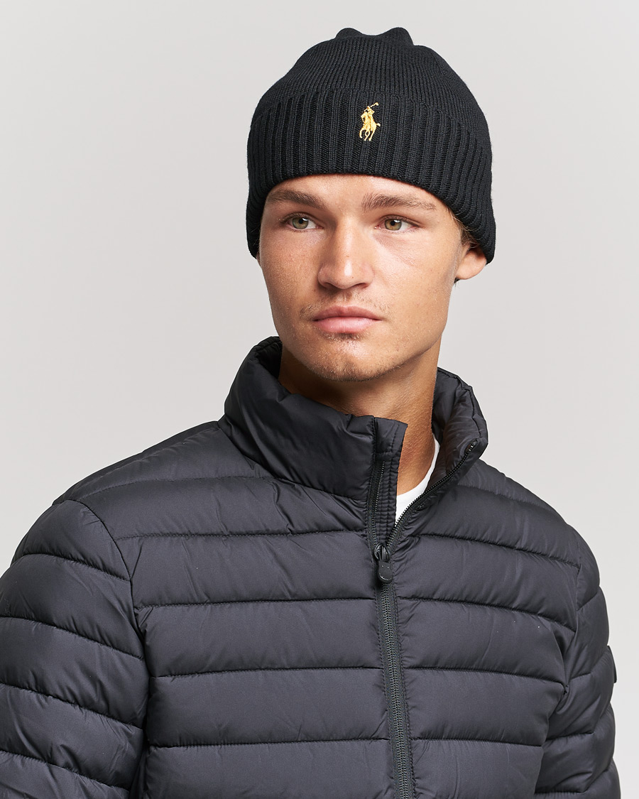 Black polo beanie hat deals