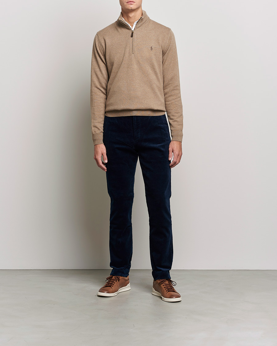 Herren | Pullover | Polo Ralph Lauren | Merino Half Zip Sweater Honey Brown Heather
