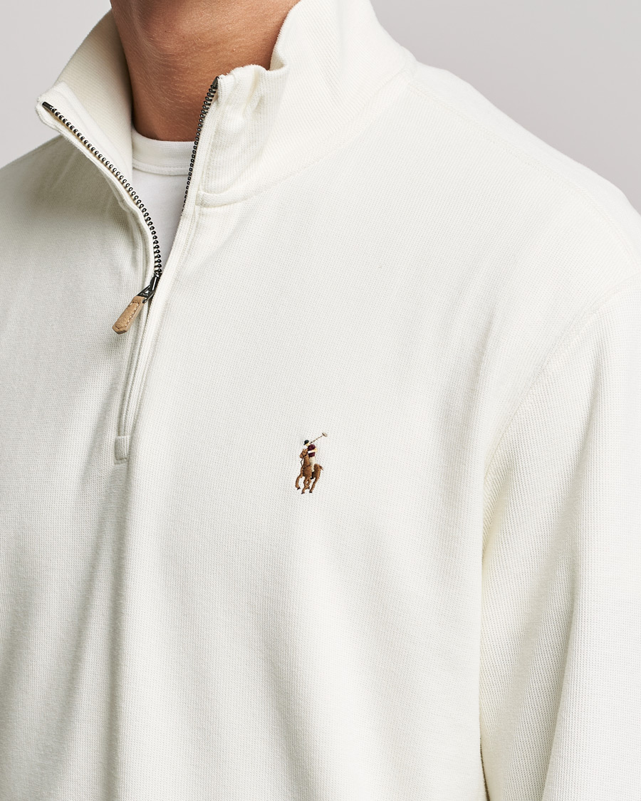 Polo Ralph Lauren Double Knit Jaquard Half Zip Sweater Chic Cream