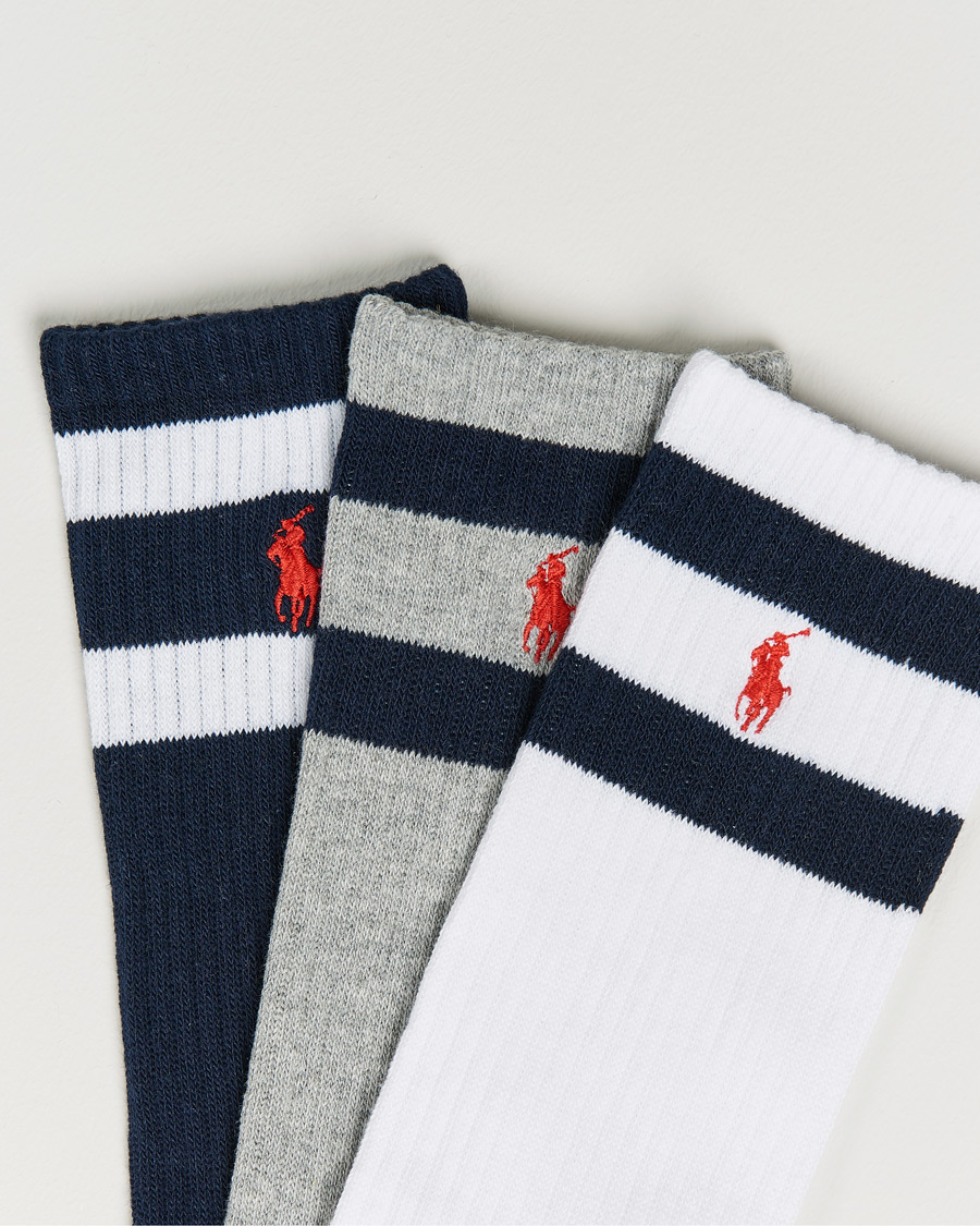 Herren | Unterwäsche | Polo Ralph Lauren | 3-Pack Sport Striped Socks White/Grey/Navy