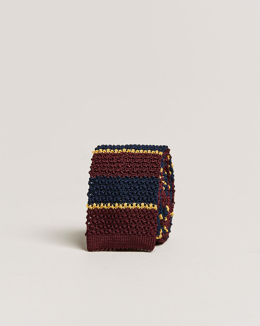 Herren | Polo Ralph Lauren | Polo Ralph Lauren | Knitted Striped Tie Wine/Navy/Gold