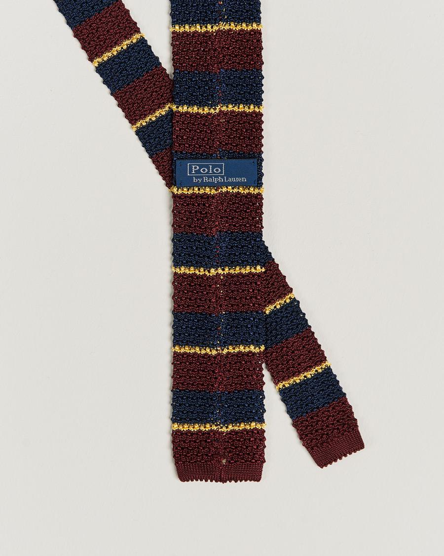 Herren | Krawatten | Polo Ralph Lauren | Knitted Striped Tie Wine/Navy/Gold