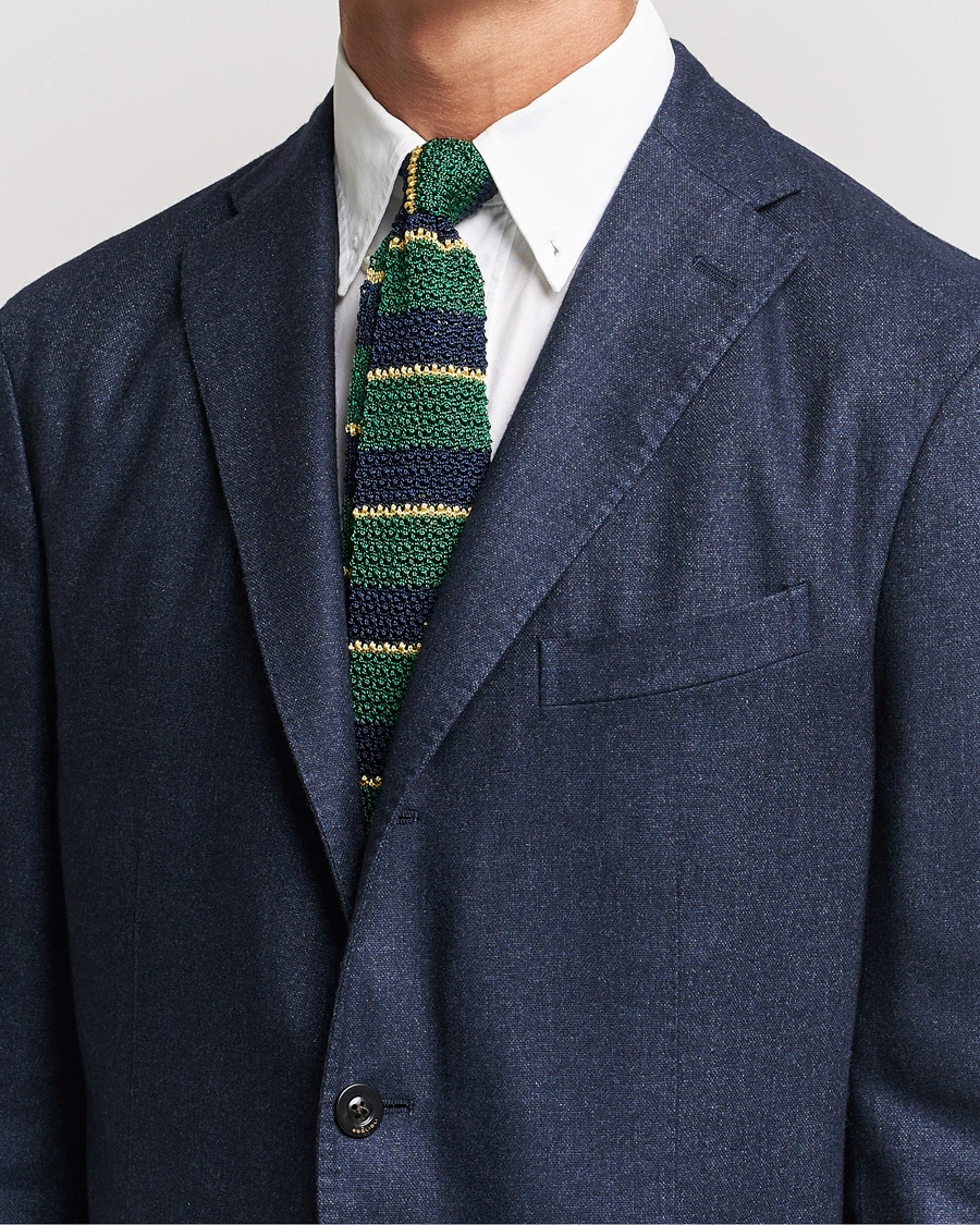 Herren | Polo Ralph Lauren | Polo Ralph Lauren | Knitted Striped Tie Green/Navy/Gold