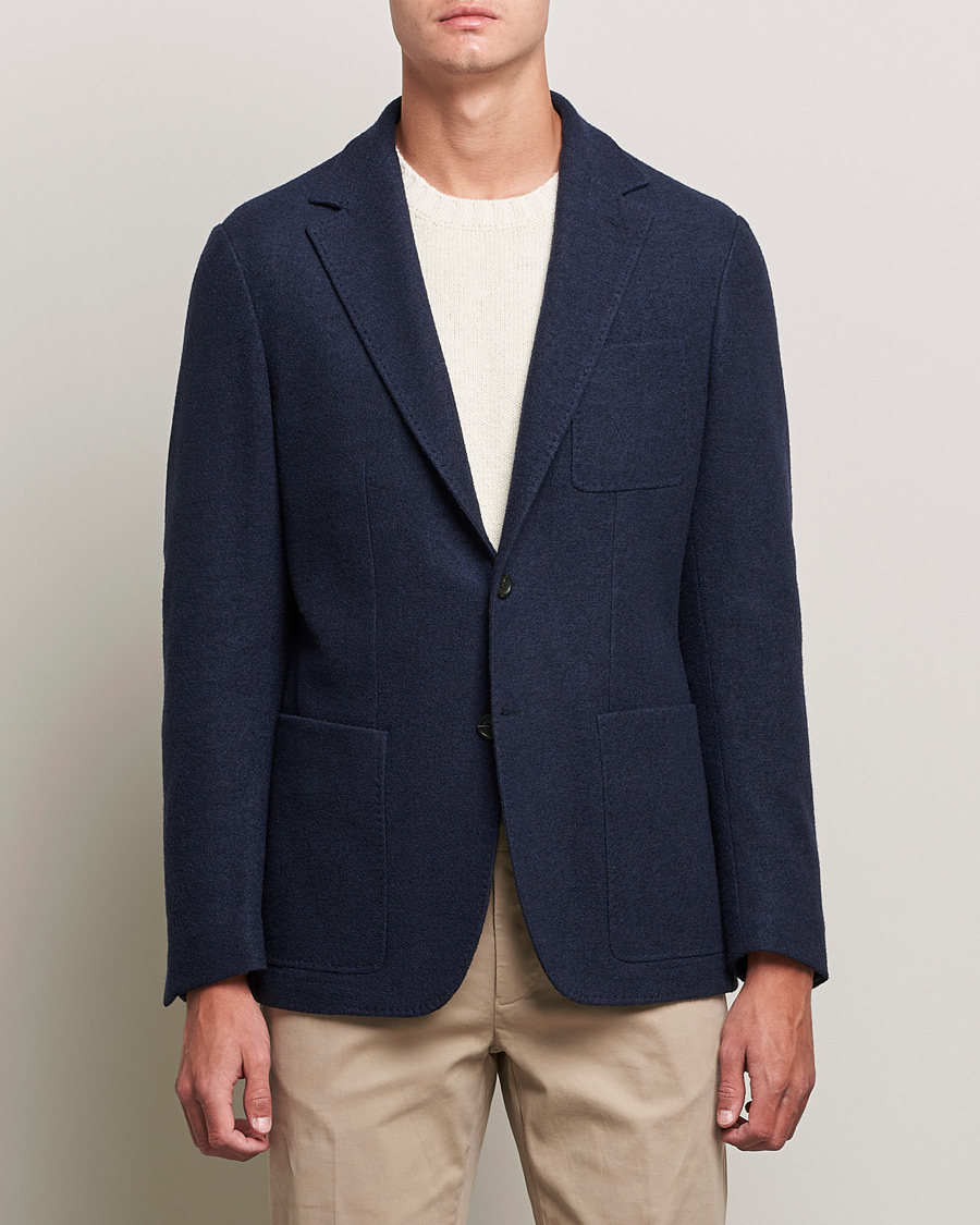 Herren | Canali | Canali | Boucle Wool Jersey Jacket Navy