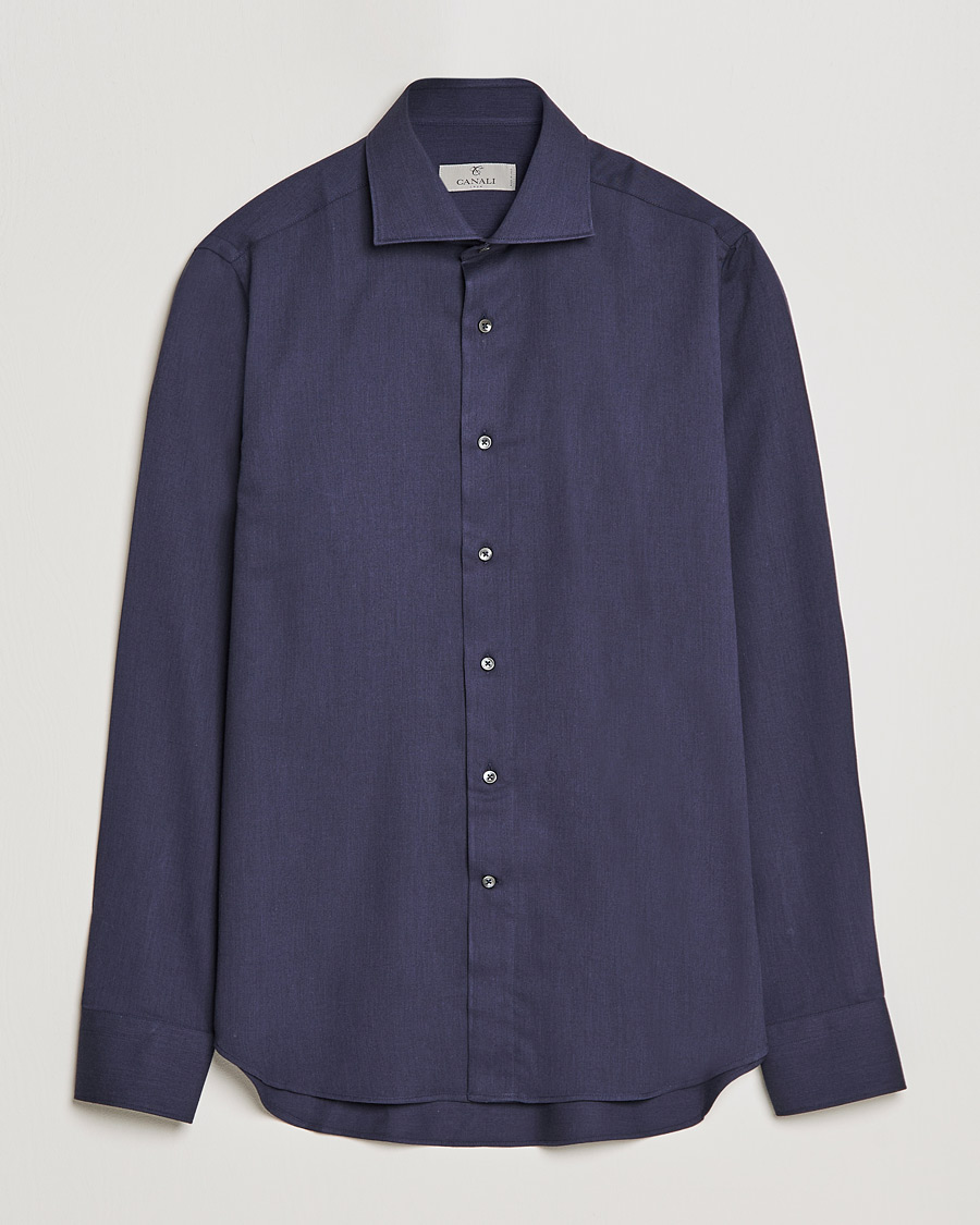 Herren | Hemden | Canali | Slim Fit Flannel Shirt Navy