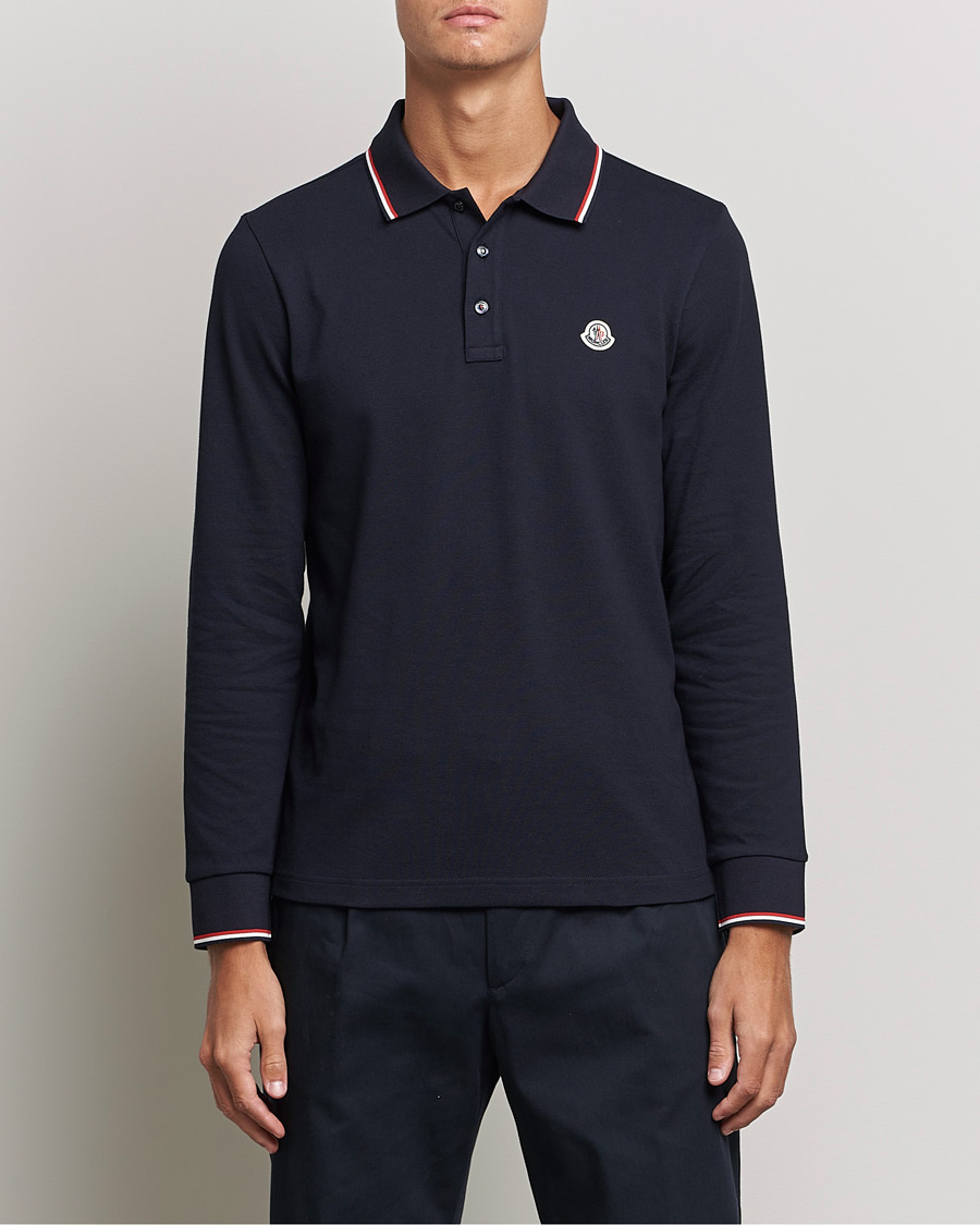Herren | Pullover | Moncler | Long Sleeve Logo Tipped Polo Navy