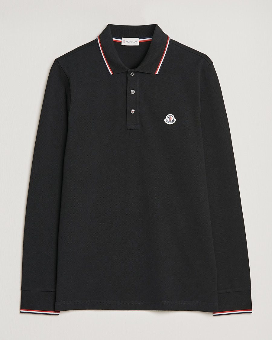 Herren |  | Moncler | Contrast Rib Long Sleeve Polo Black
