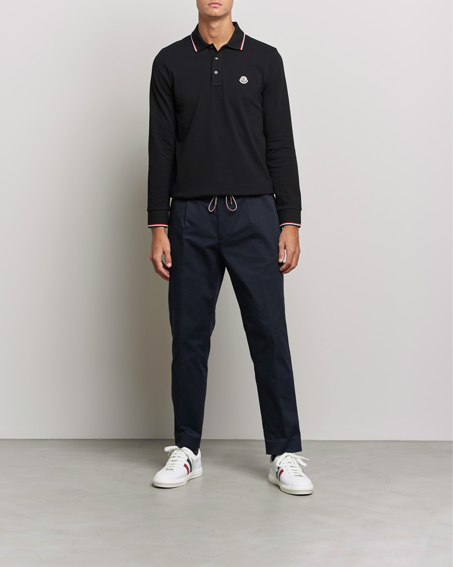 Herren | Langarm-Poloshirts | Moncler | Long Sleeve Logo Tipped Polo Black