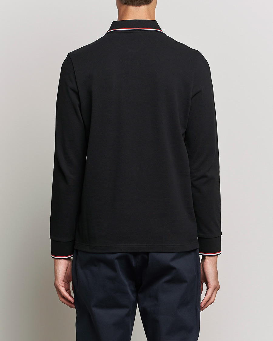 Herren | Poloshirt | Moncler | Contrast Rib Long Sleeve Polo Black