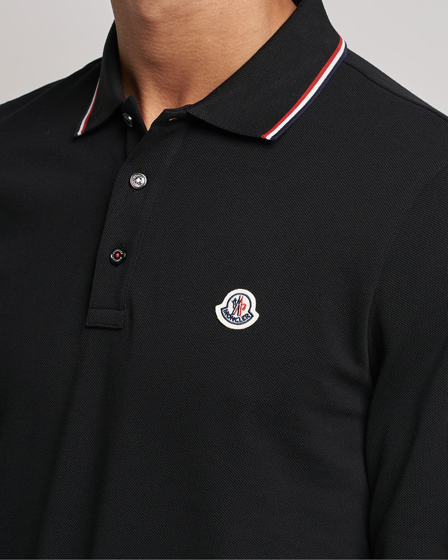 Herren | Pullover | Moncler | Contrast Rib Long Sleeve Polo Black